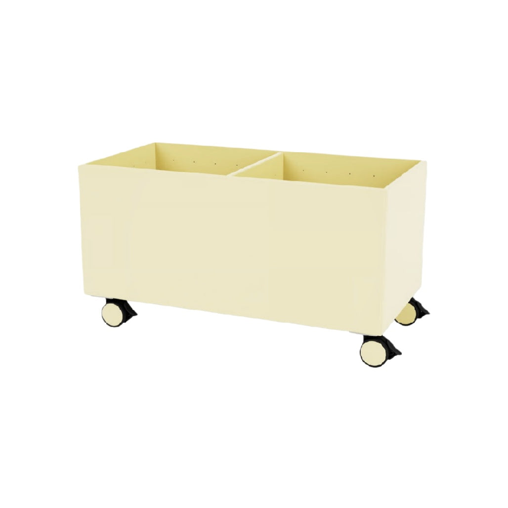 Rolling Storage Cart with Dividers - Yellow Double Bin Organizer on Wheels